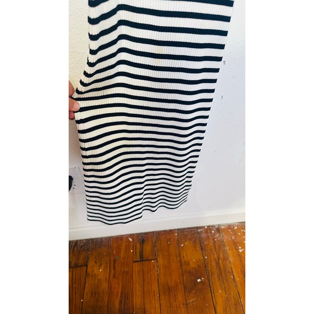 A.L.C. Black White Stripe Knit Collared Polo Striped Midi Darcy Dress Size XS - Picture 9 of 12